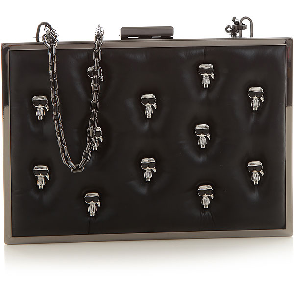 Karl Lagerfeld Shoulder Bag Womens Black Chain Wallet Clutch and Card Case