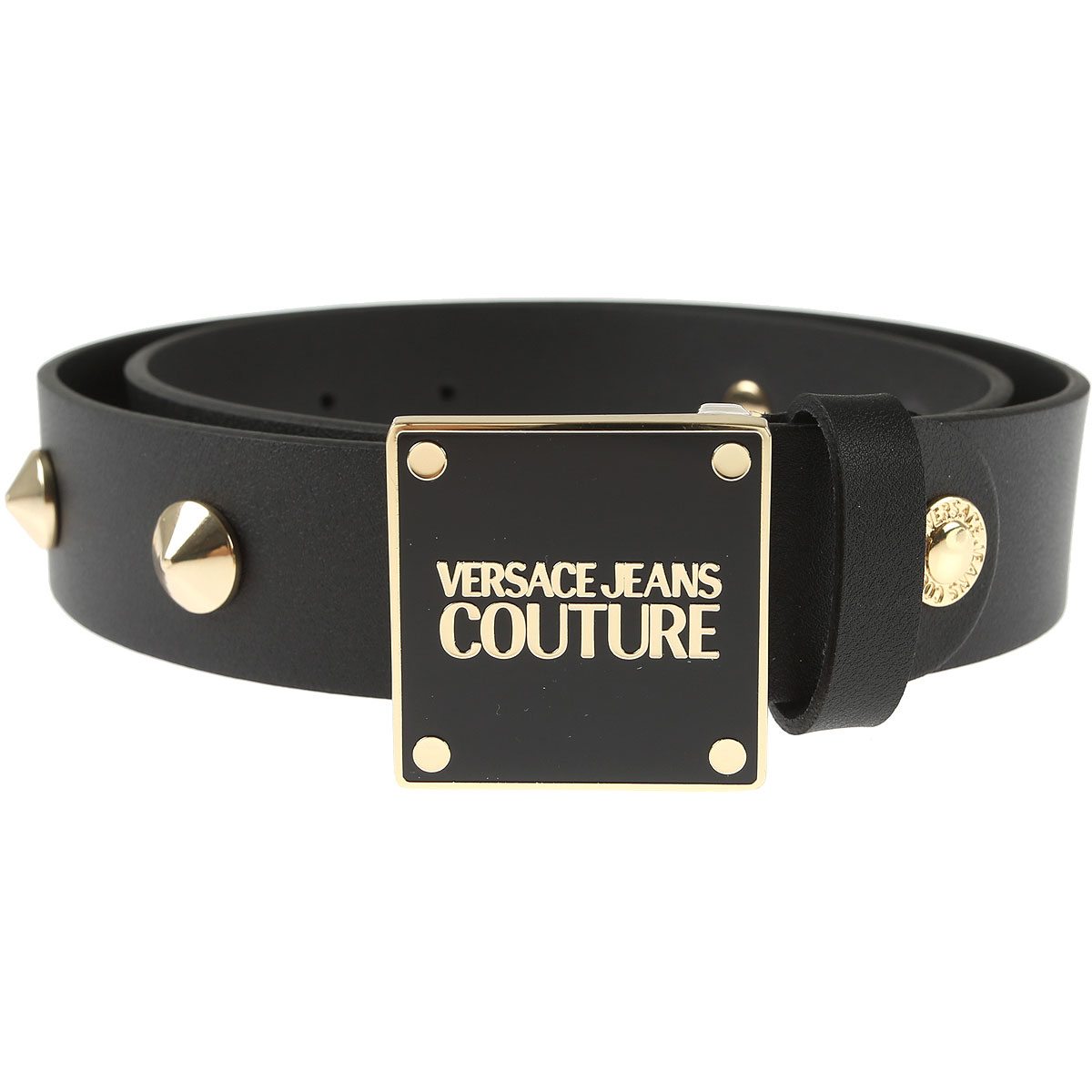 Versace Jeans Belt In Black With Large Logo Buckle